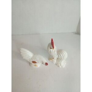 Vintage Rooster & Hen Japan Salt & Pepper Shakers White/Red